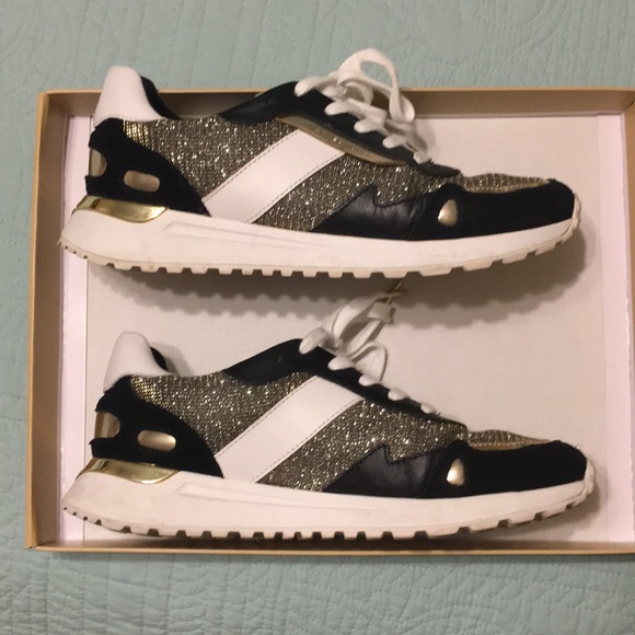 michael kors black and gold trainers